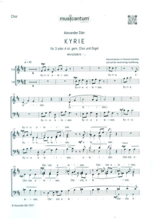 Kyrie fr gem Chor (SAM/SATB) und Orgel (Streicher ad lib) Chorpartitur fr beide Fassungen