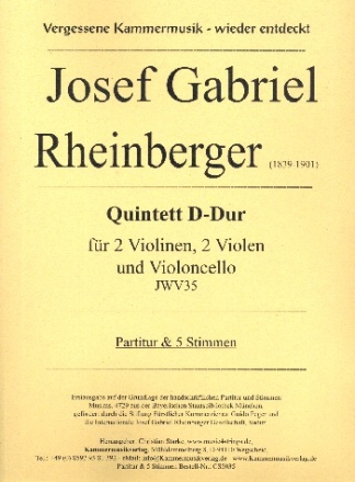 Quintett D-Dur JWV35 fr 2 Violinen, 2 Violen und Violoncello Partitur und Stimmen