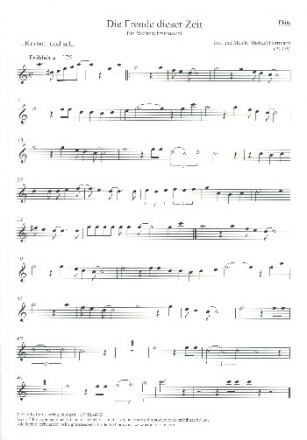 Die Freude dieser Zeit fr Soli, Kinderchor, Flte, Bass-Gitarre und Klavier Flte