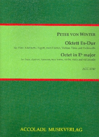 Oktett Es-Dur fr Flte,Klarinette, Fagott, 2 Hrner, Violine, Viola und Violoncello Partitur und Stimmen