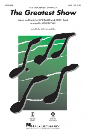 The greatest Show for mixed chorus (SAM) and piano choral score