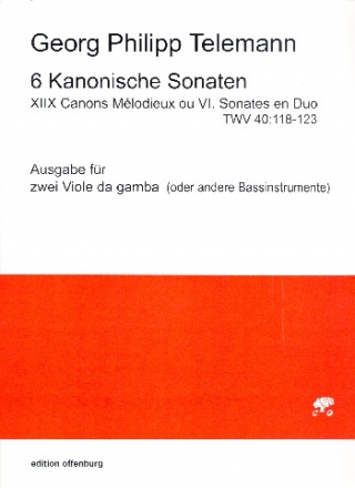6 kanonische Sonaten TWV40:118-123 fr 2 Violen da gamba (andere Bassinstrumente) Partitur und Stimmen