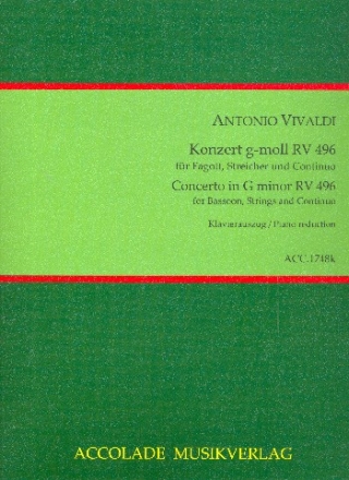 Konzert g-Moll RV496 fr Fagott, Streicher und Cembalo fr Fagott und Klavier