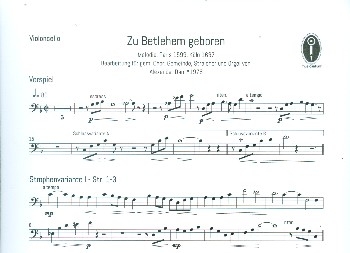 Zu Bethlehem geboren fr gem Chor (SAM/SATB), Gemeinde, Streicher und Orgel Violoncello