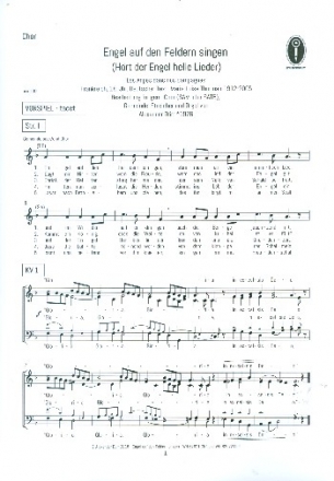 Engel auf den Feldern singen fr gem Chor (SAM/SATB), Gemeinde und Orgel (Streicher ad lib) Chorpartitur fr beide Fassungen (Mindestabnahme 20 Stk)