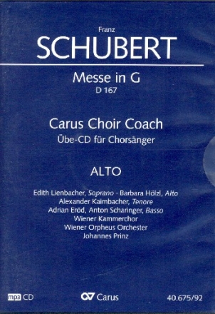 Messe G-Dur D167 - Chorstimme Alt  Playalong-CD