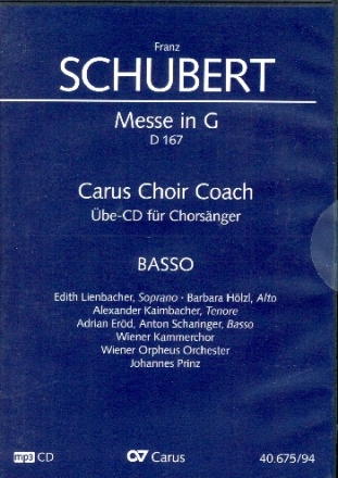 Messe G-Dur D167 - Chorstimme Bass  Playalong-CD