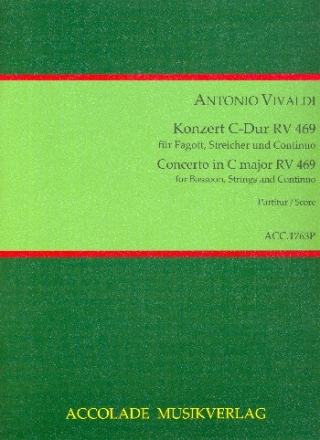 Konzert C-Dur RV469 fr Fagott, Streicher und Cembalo Partitur