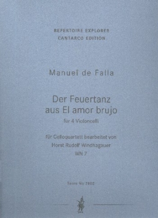 Der Feuertanz aus El amor brujo fr 4 Violoncelli Studienpartitur und Stimmen