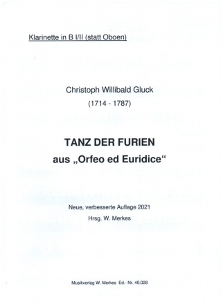 Tanz der Furien aus Orfeo ed Euridice fr Orchester Spielpartitur Klarinette 1/2