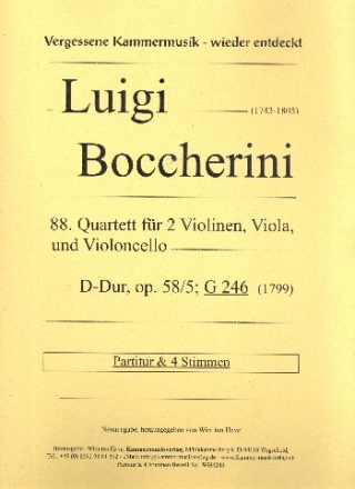 Quartett D-Dur Nr.88 op.58,5 G246 fr 2 Violinen, Viola und Violoncello Partitur und Stimmen