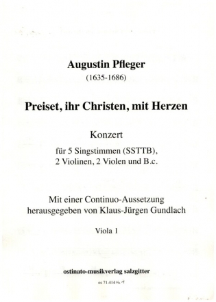 Preiset ihr Christen mit Herzen fr 5 Stimmen, 2 Violinen, 2 Violen und Bc Viola 1