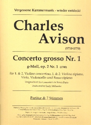 Concerto grosso g-Moll op.2,1 fr 2 Violinen solo, 2 Violinen, Viola, Violoncello und Bc Partitur und Stimmen (Bc nicht ausgesetzt)