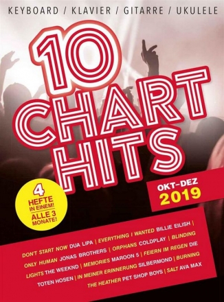 10 Charthits - Okt bis Dez 2019 f�r Gesang/Keyboard/Klavier/Gitarre/Ukulele