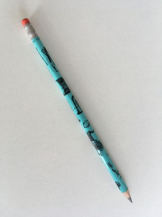 Bleistift Instrumente und roter Radiergummi (blau) 0,7 x 18 cm