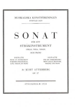 Sonata in b minor op.27 for string instrument (cello, viola, violin) or French horn and piano piano score and parts