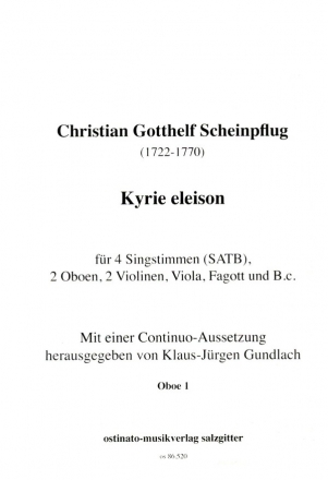 Kyrie Eleison fr 4 Singstimmen, 2 Oboen, 2 Violinen, Viola, Fagott und Bc Oboe 1