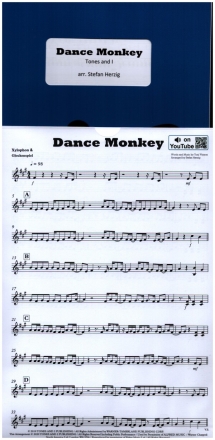 Dance Monkey fr Percussion-Ensemble (6-7 Spieler) Partitur und Stimmen
