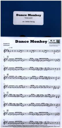 Dance Monkey fr Percussion-Ensemble (6-7 Spieler) Partitur und Stimmen