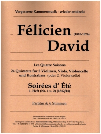 Soires d' t Band 1 (Nr.1 und 2) fr 2 Violinen, Viola, Violoncello und Kontrabass (2. Violoncello) Partitur und Stimmen