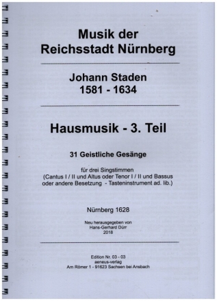 Hausmusik Band 3 fr 3 Singstimmen (SA/TB) oder andere Besetzung, Tasteninstr. ad lib. Partitur