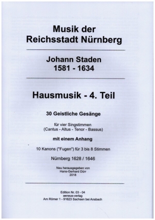 Hausmusik Band 4 f�r 4 Singstimmen (SATB) Partitur