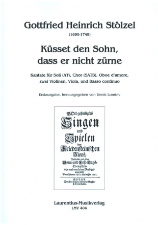 Ksset den Sohn, dass er nicht zrne fr Soli (AT), gem Chor, Oboe d'amore, 2 Violinen, Viola und Bc Partitur