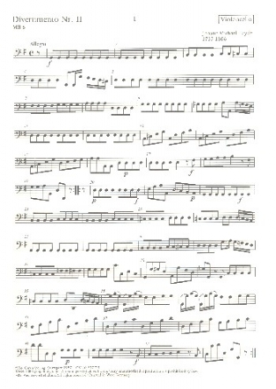 Divertimento Nr.2 MH6 fr 2 Violinen und Violoncello Violoncello