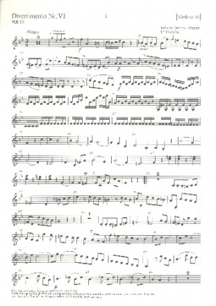 Divertimento Nr.6 MH10 fr 2 Violinen und Violoncello Violine 2