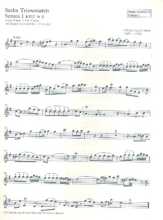 6 Triosonaten fr 2 Flten (Violinen) und Bc Flte 1/Violine 1