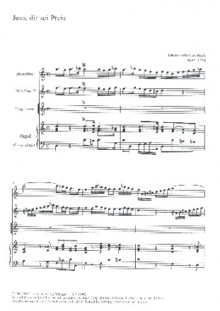Jesu dir sei Preis fr Gesang, 2 Blockflten und Orgel (Violoncello ad lib) Partitur