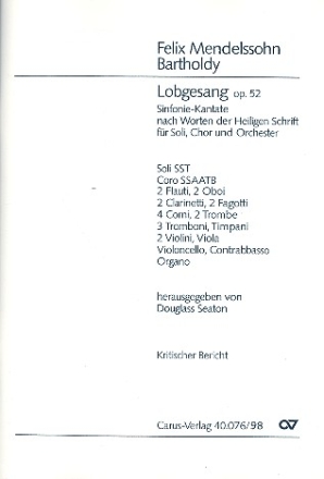 Sinfonie B-Dur Nr.2 op.52 fr Soli, gem Chor und Orchester kritischer Bericht