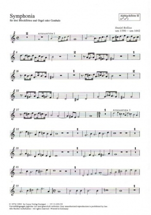 Symphonia fr 3 Blockflten und Orgel (Cembalo) Altblockflte 2