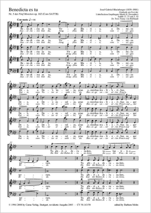 Rheinberger, Josef Gabriel: Benedicta es tu (Auserkoren bist du) Coro SATTB (SAATB) P
