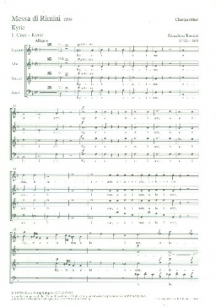 Messa di Rimini fr Soli, gem Chor und Orchester Chorpartitur