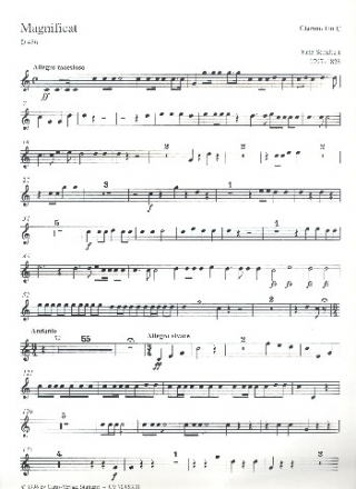 Magnificat in C D486 fr Soli, gem Chor (SATB) und Orchester Trompete 1 in C