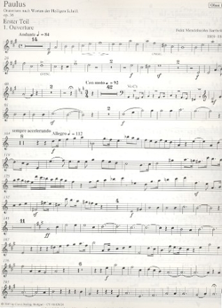 Paulus fr Soli Chor und Orchester Oboe 2