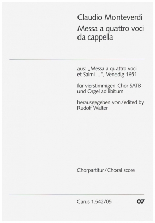 Messa  quattro voci da cappella fr gem Chor (Orgel ad lib) Chorpartitur