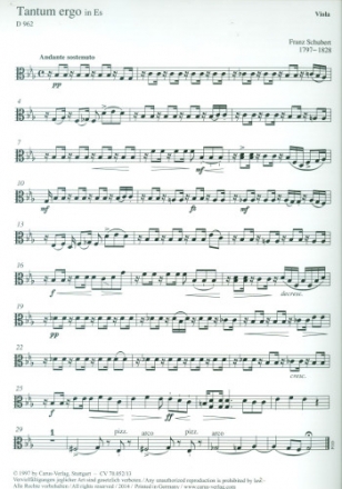 Tantum ergo Es-Dur D962 fr Soli, gem Chor und Orchester Viola