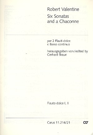 6 Sonatas and a Chaconne per 2 flauti dolce alto e bc flauti dolce 1 e 2