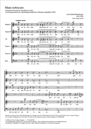 Rheinberger, Josef Gabriel: Mane nobiscum Coro SSATTB P