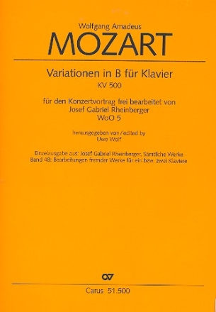 Thema mit Variationen in B KV500 fr Klavier
