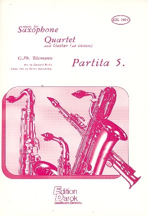 Partita d minor no.5 for 4 saxophones (SATB) and guitar da lib. score and parts