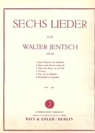 6 Lieder op.24 fr Geang (tief) und Klavier