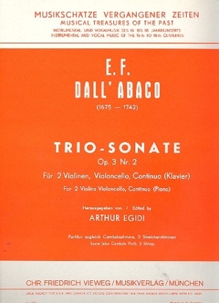 Trio-Sonate op.3,2 fr 2 Violinen, Violoncello und Bc (Klavier) Partitur und Stimmen (Bc ausgesetzt)