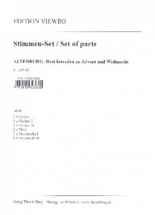 3 Intraden zu Advent und Weihnacht fr Streicher Stimmensatz (2-2-2--2-2-2)