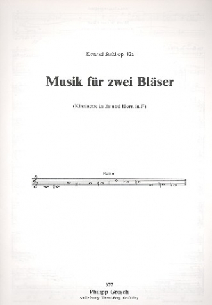 Musik fr 2 Blser op. 82a fr Klarinette in Es und Horn in F 2 Spielpartituren