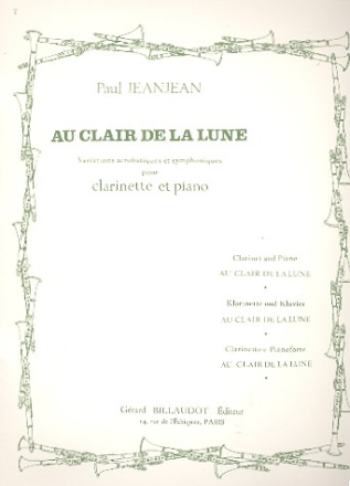 Au clair de la lune pour clarinette et piano