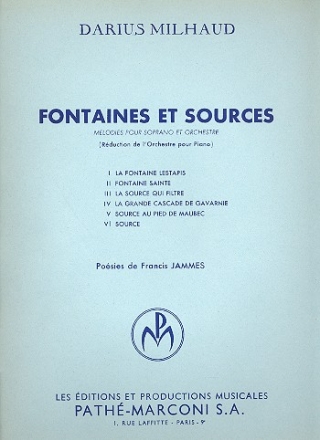 Fontaines et Sources melodies pour soprano et piano