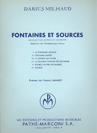 Fontaines et Sources melodies pour soprano et piano